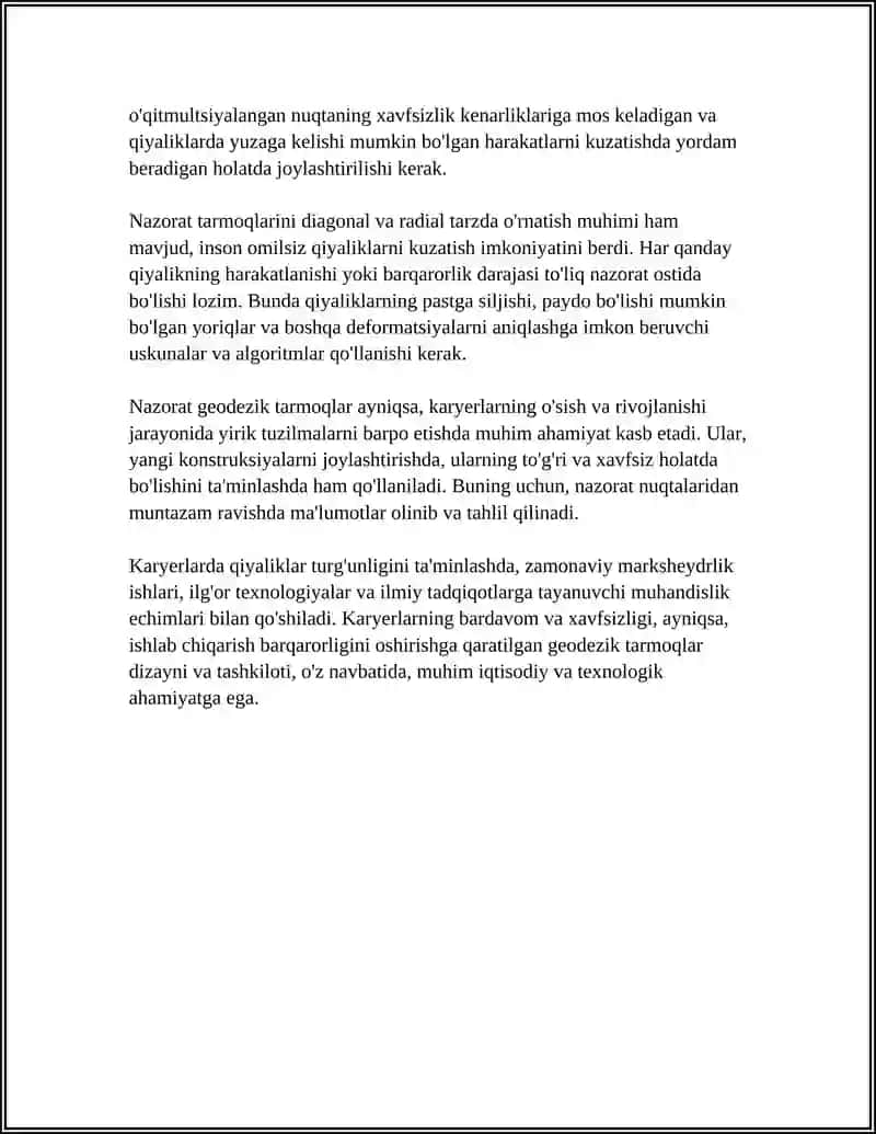 KARYERLARDA QIYALIKLAR TURGʻUNLIGINI TAMINLASHDA MARKSHEYDRLIK ISHLARI 4