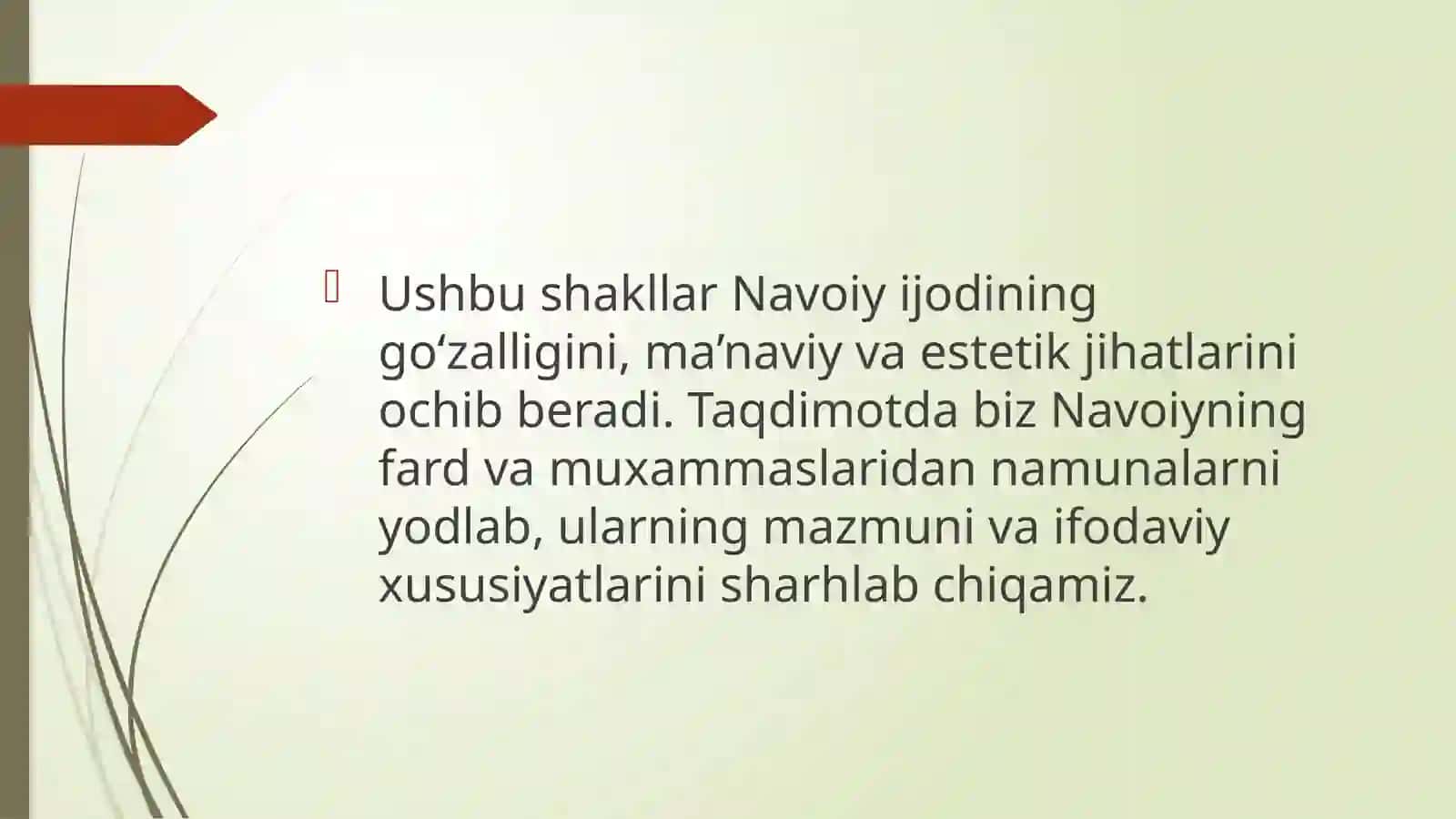 Navoiyning fard va muxammaslaridan namunalar yodlash va sharhlab kelish 4