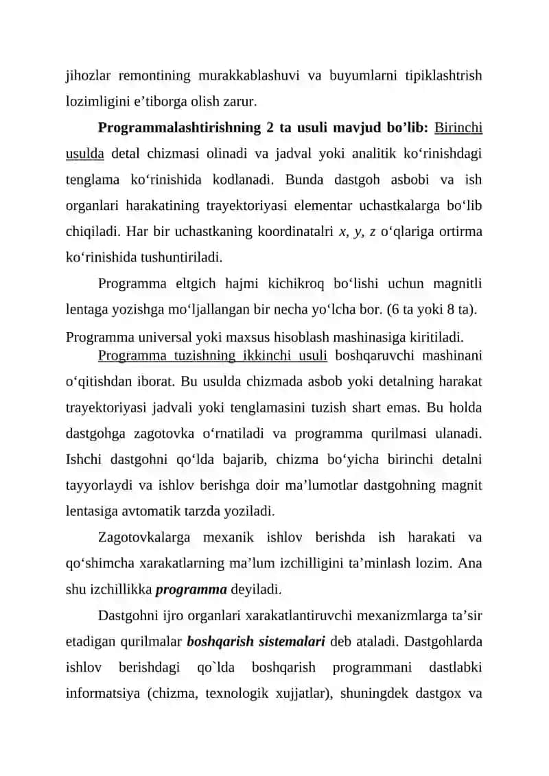 Raqamli Dastur bilan Boshqarish Tizimlari 4