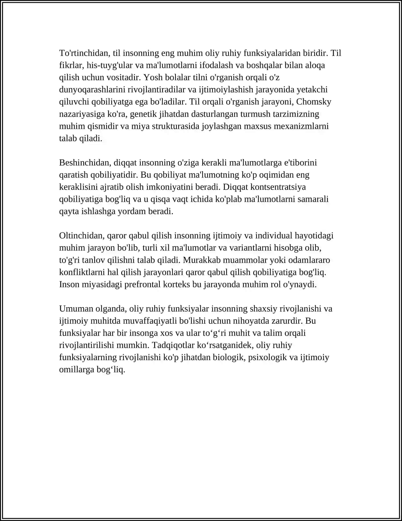 OLIY RUHIY FUNKSIYALAR, INTELEKTUAL RIVOJLANISHNING ASOSIY BOSQICHLARI 4