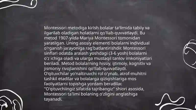 Maktabgacha ta'limda sensor tarbiya. M.Montessori metodi haqida tushuncha 4
