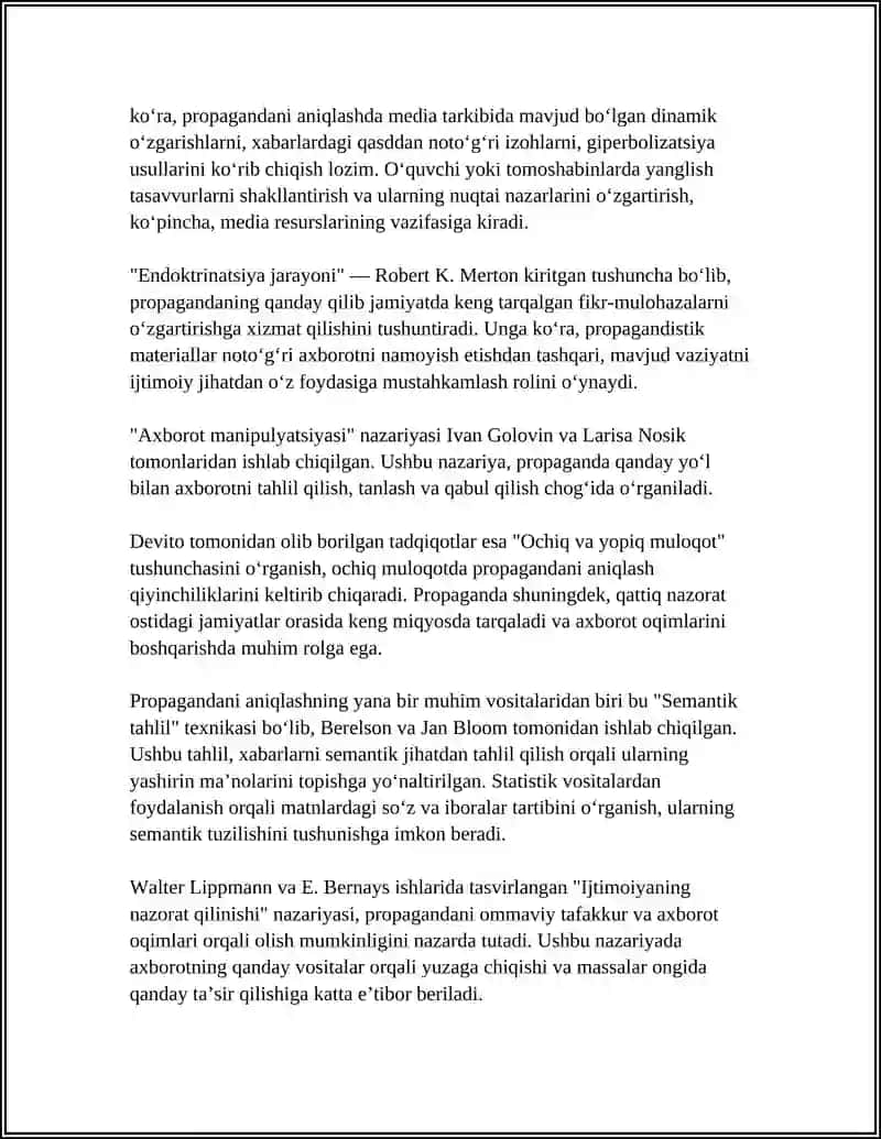 MEDIA XABARLARIDA PROPAGANDA USULLARINI ANIQLASH 4