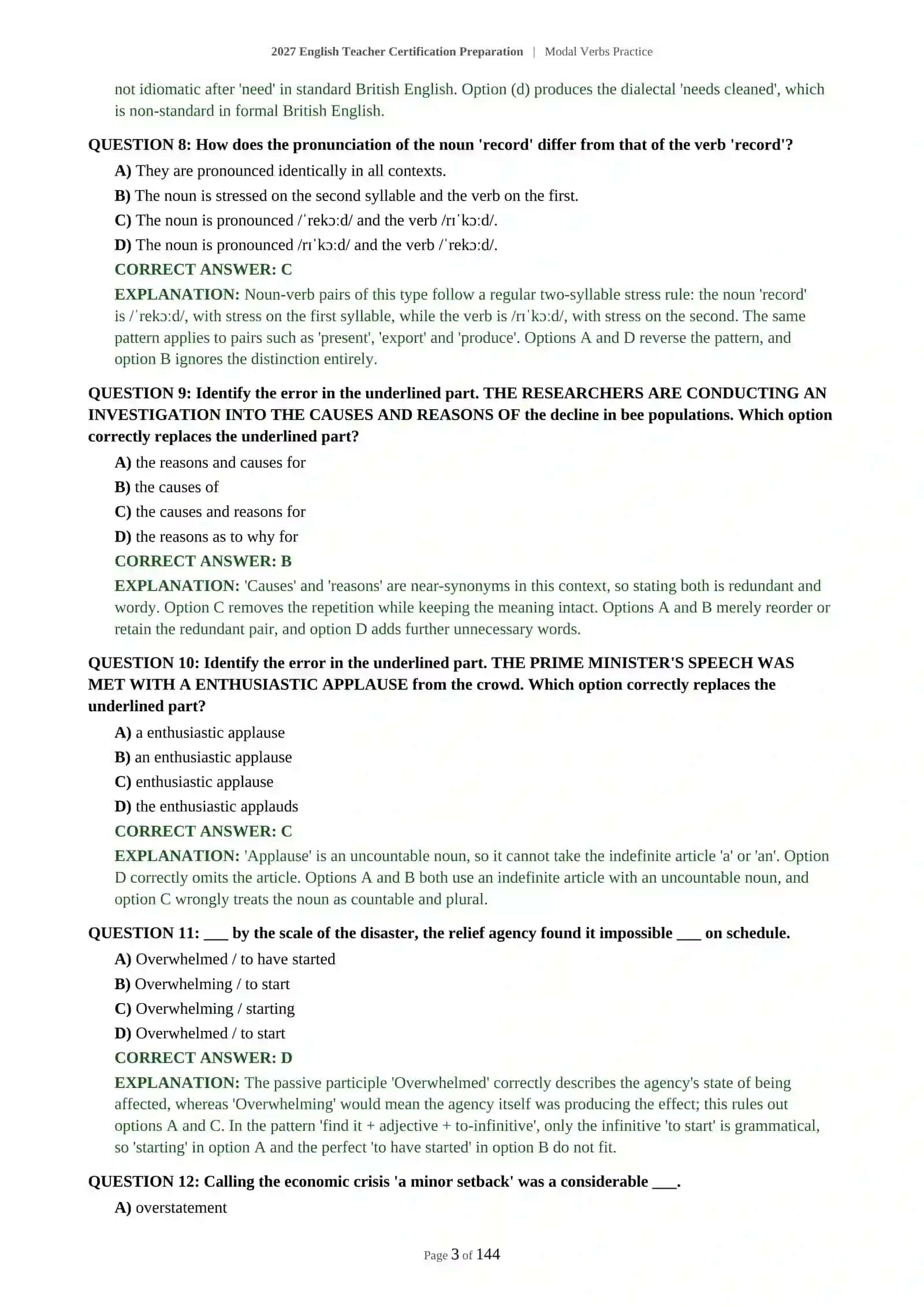 Modal Verbs Practice for English Teacher Certification 4