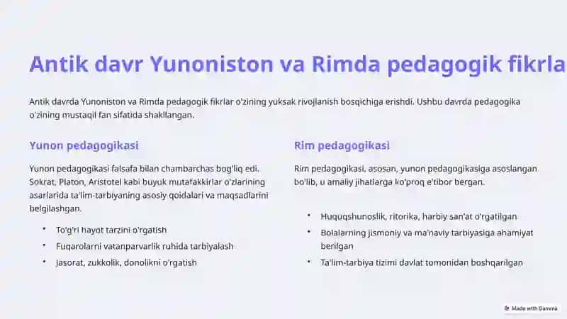 Pedagogika fanining o'rganilishi tarixi va uning taraqqiyoti 4