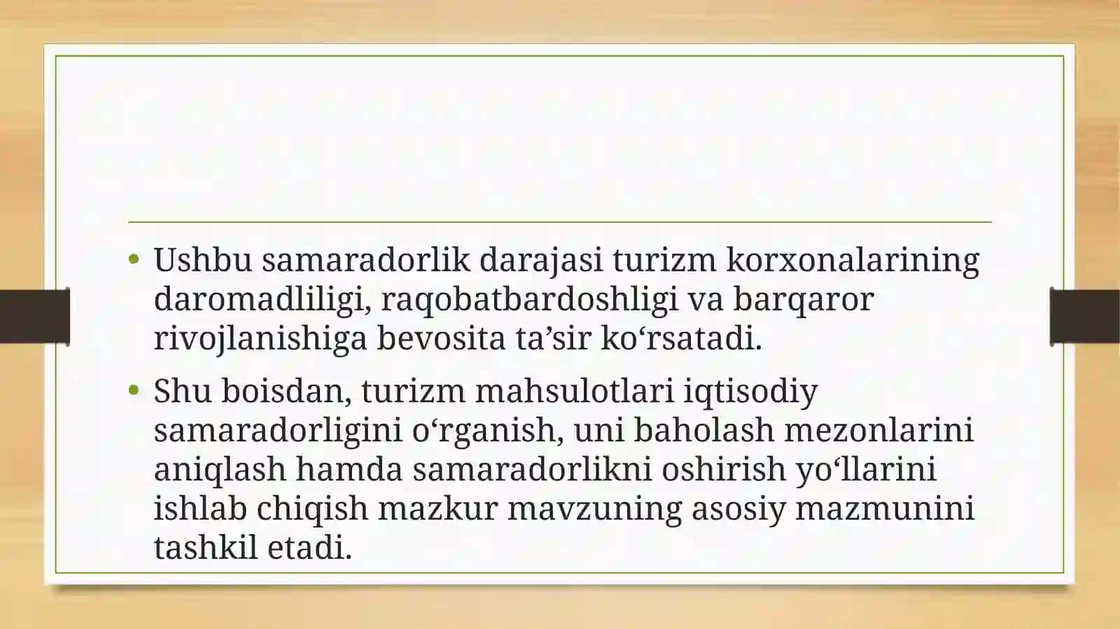 Turizmmahsulotlari iqtisodiy samaradorligi 4