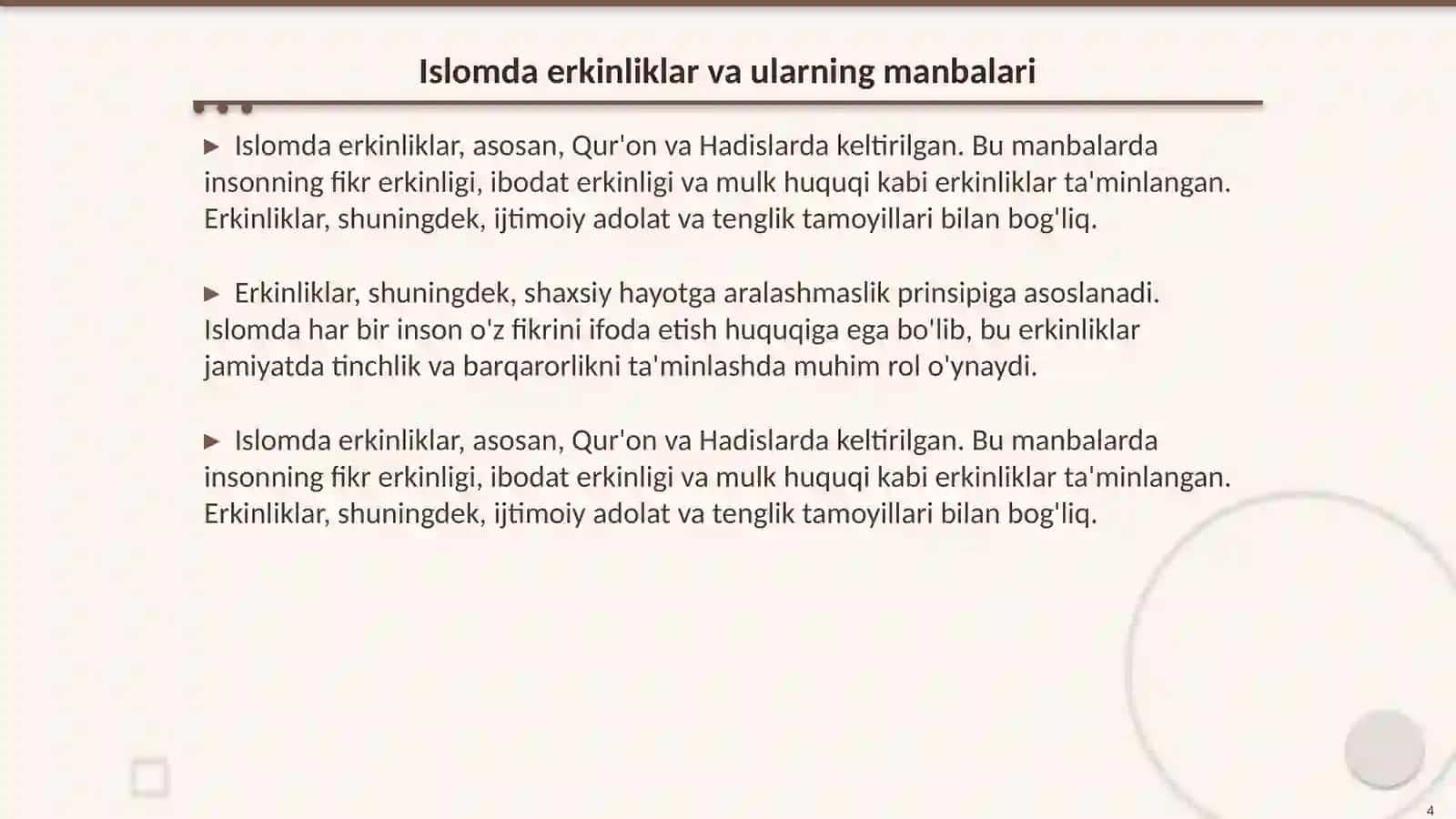 Islomda inson huquq va erkinliklarini ta'minlashning o'ziga xos jihatlari 4