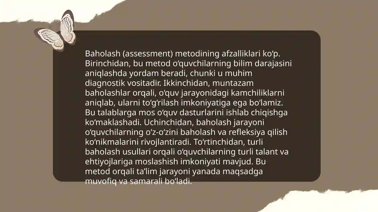 Reja: "Assisment" metodi va ta'rifi 4