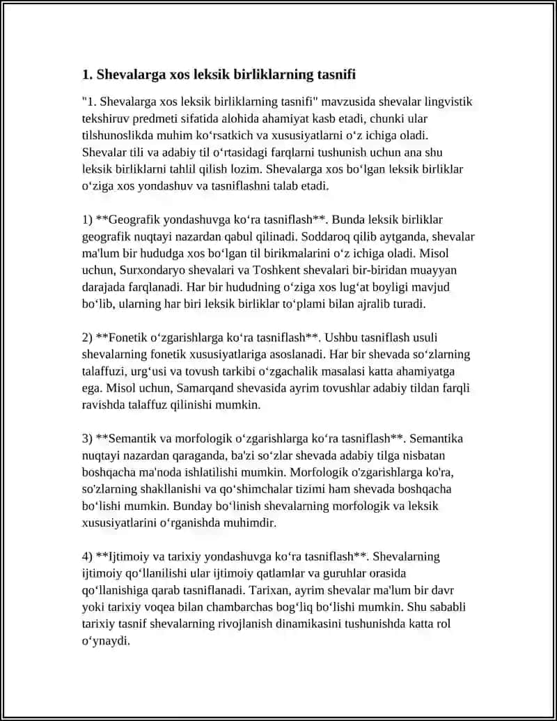 LEKSIK TAHLIL. SHEVALARGA XOS MATNLARNING LEKSIK XUSUSIYATLARI 4