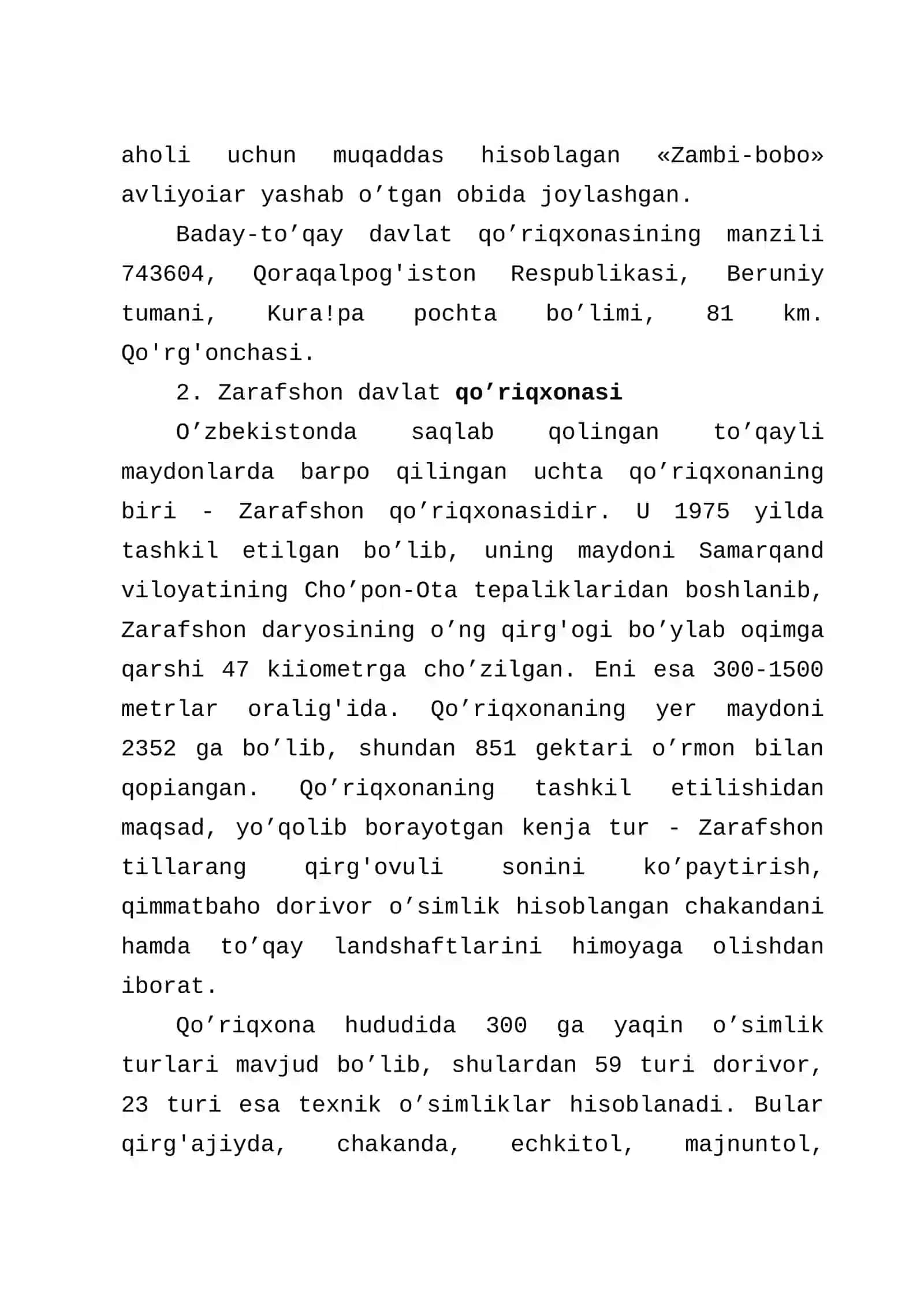 ALOHIDA MUHOFAZA QILINADIGAN HUDUDLAR VA QO’RIQXONALAR 4