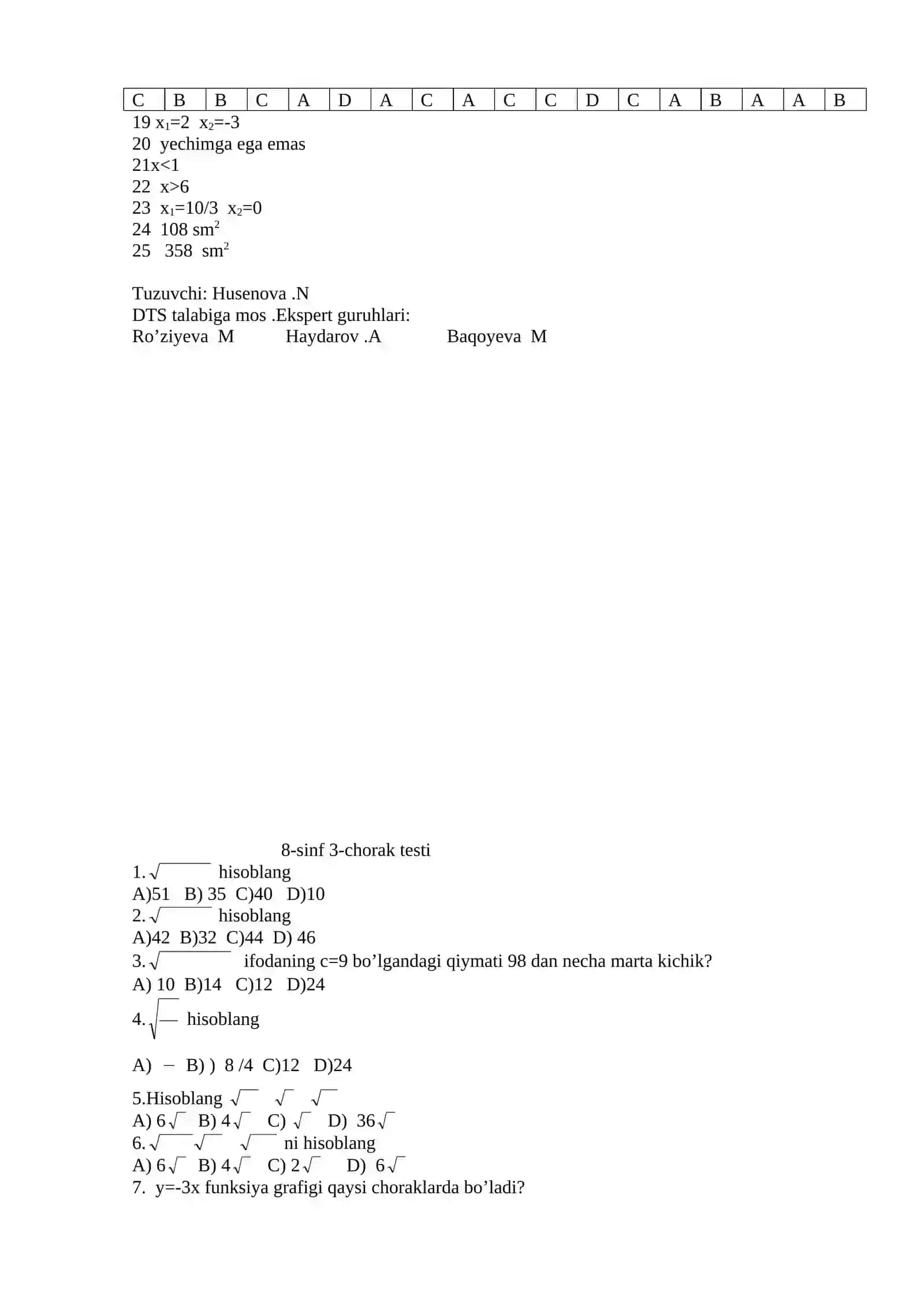 8-sinf bo’yicha 1-chorak test 4