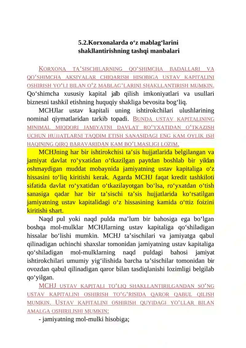 KORXONALARNI MOLIYALASHTIRISHNING OʻZ MANBALARI VA KORPORATIV MOLIYAVIY REJALASHTIRISH 4