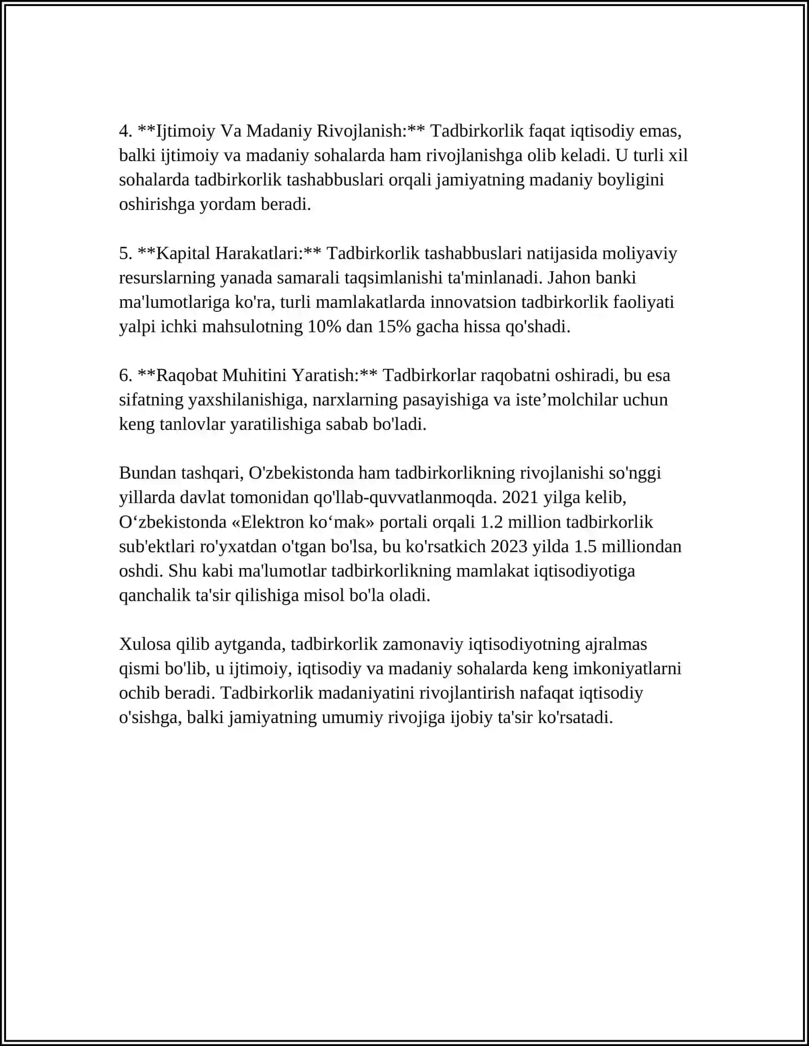 TADBIRKORLIK FAOLIYATI VA TADBIRKORLIK KAPITALI 4