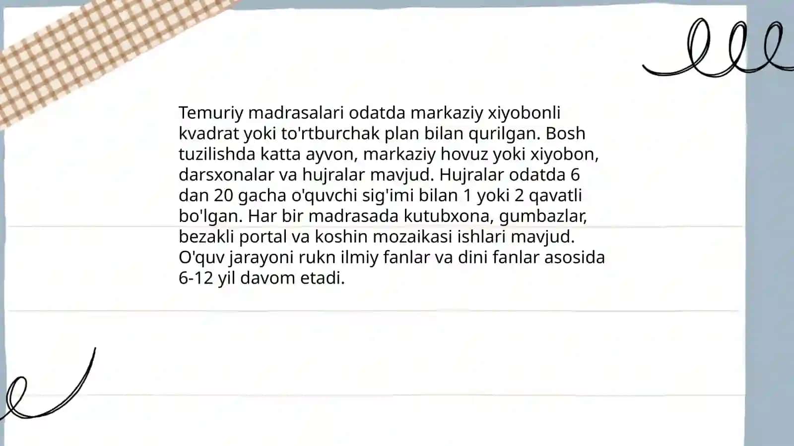 Temuriylar davrida maktab va maorif 4