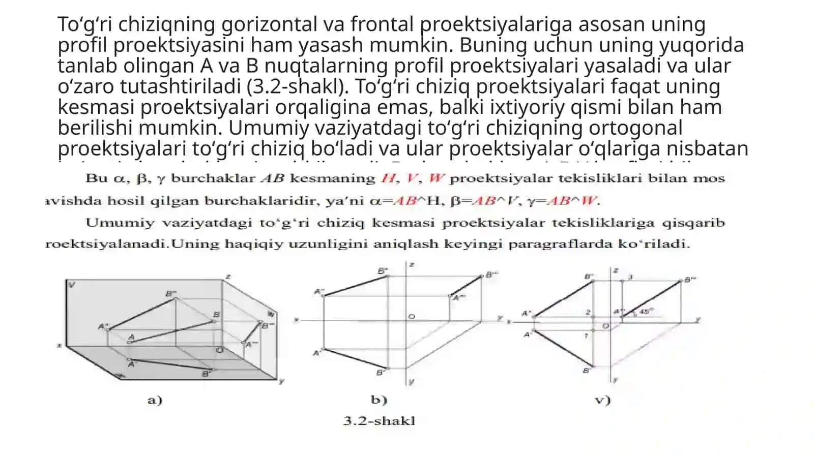To’g’ri chiziqning ortogonal proektsiyalari 4