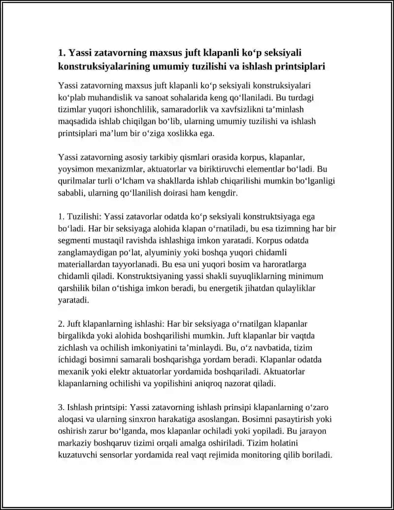 YASSI ZATAVORNING MAXSUS JUFT KLAPANLI KOP SEKSIYALI KONSTRUKSIYALARI 4