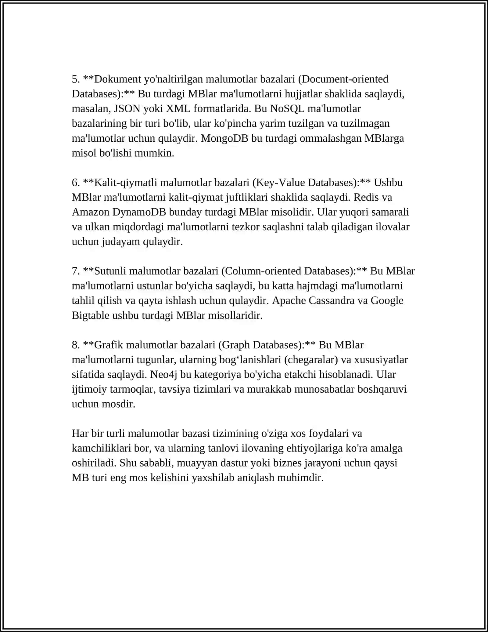 MA'LUMOTLAR BAZASI TURLARI VA AXBOROT TIZIMLARINI ZAMONAVIY MUHANDISLIK KOMUNIKATSIYA SOHASIDAGI ROLI 4