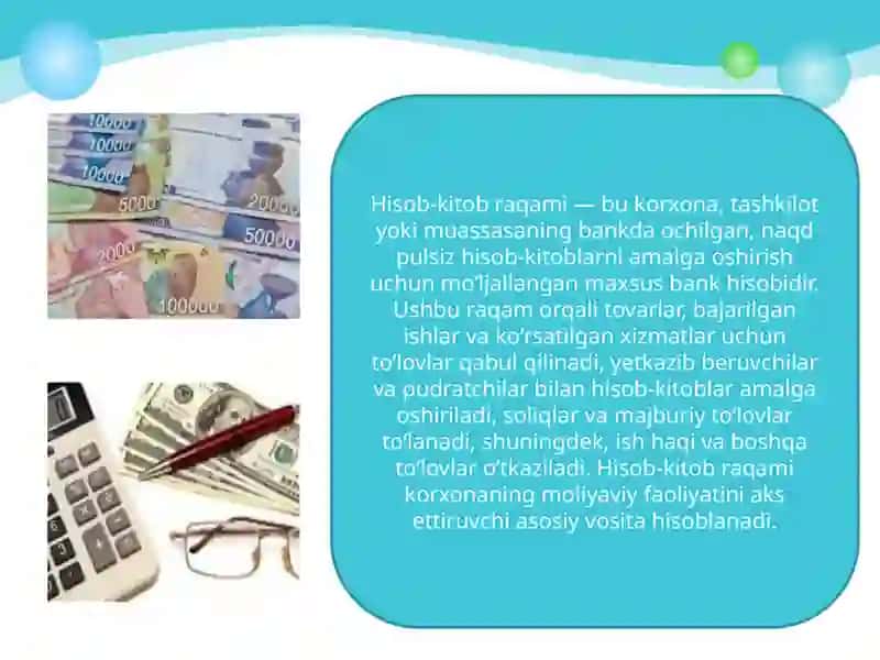 Hisob  kitob raqamidagi pul mablaglari xarakatini tekshirish 4