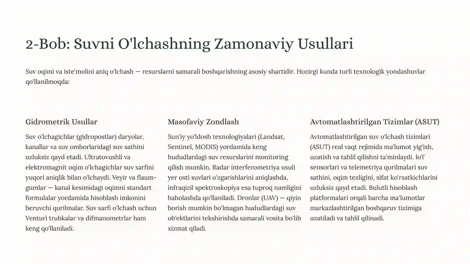 Suvni Hisoblash, O'lchash va NazoratQilishUsullari 4