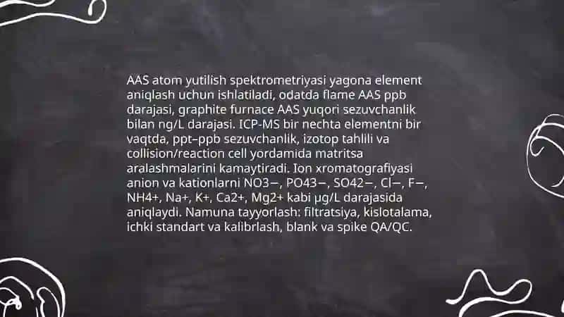 Tuproq va suvning ifloslanishidan ion bog'lanishli birikmalarni aniqlab ulardan tozalash g'oyasi 4