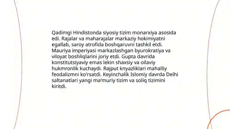Qadimgi Hindiston xalqi va madaniyati,siyosiy va ijtimoiy hayoti 4