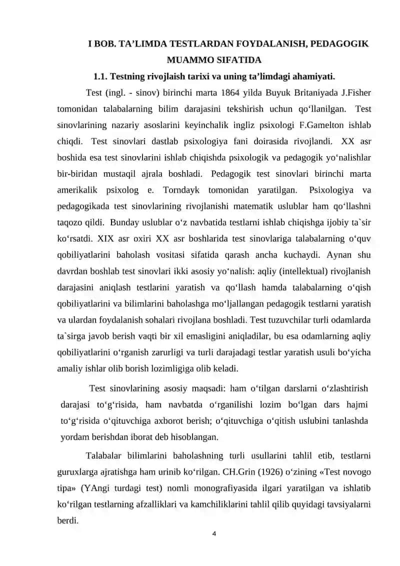 PEDAGOGIK FANLARNI OQITISHDA IJODIY TESTLARDAN FOYDALANISH METODIKASI 4