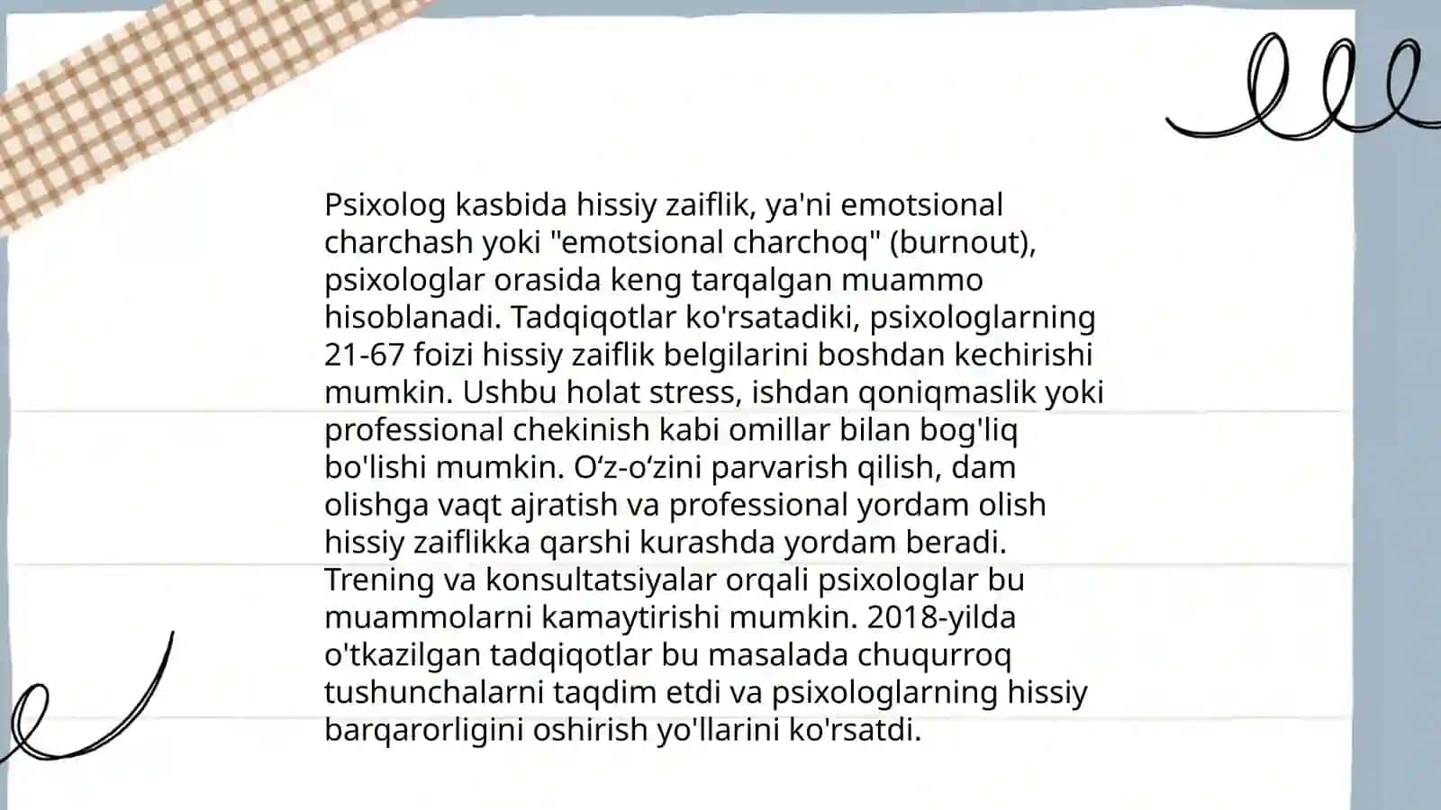 Psixologlarning kasbiy soʻnish sindromi 4