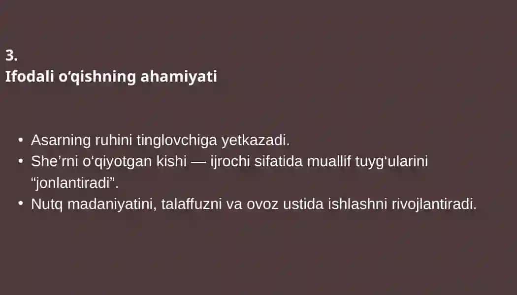 LIRIK ASARLARNI IFODALI OʻQISH 4