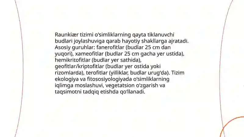 O'simliklarning hayotiy shakllarining klassifikatsiyasi 4