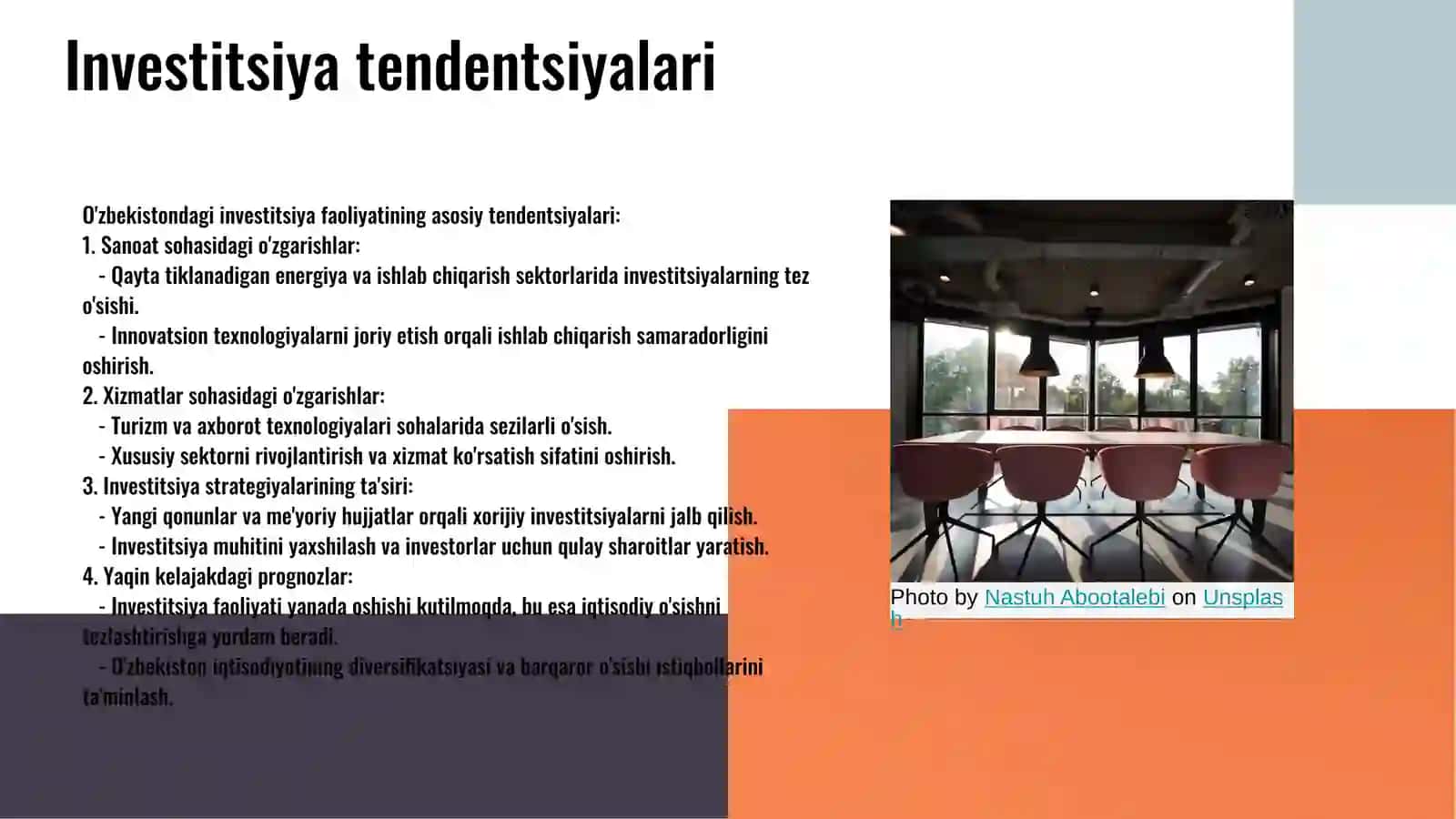Korxonalarda investitsiya faoliyatining davriy dinamik o‘sishini tahlil qilish. 4