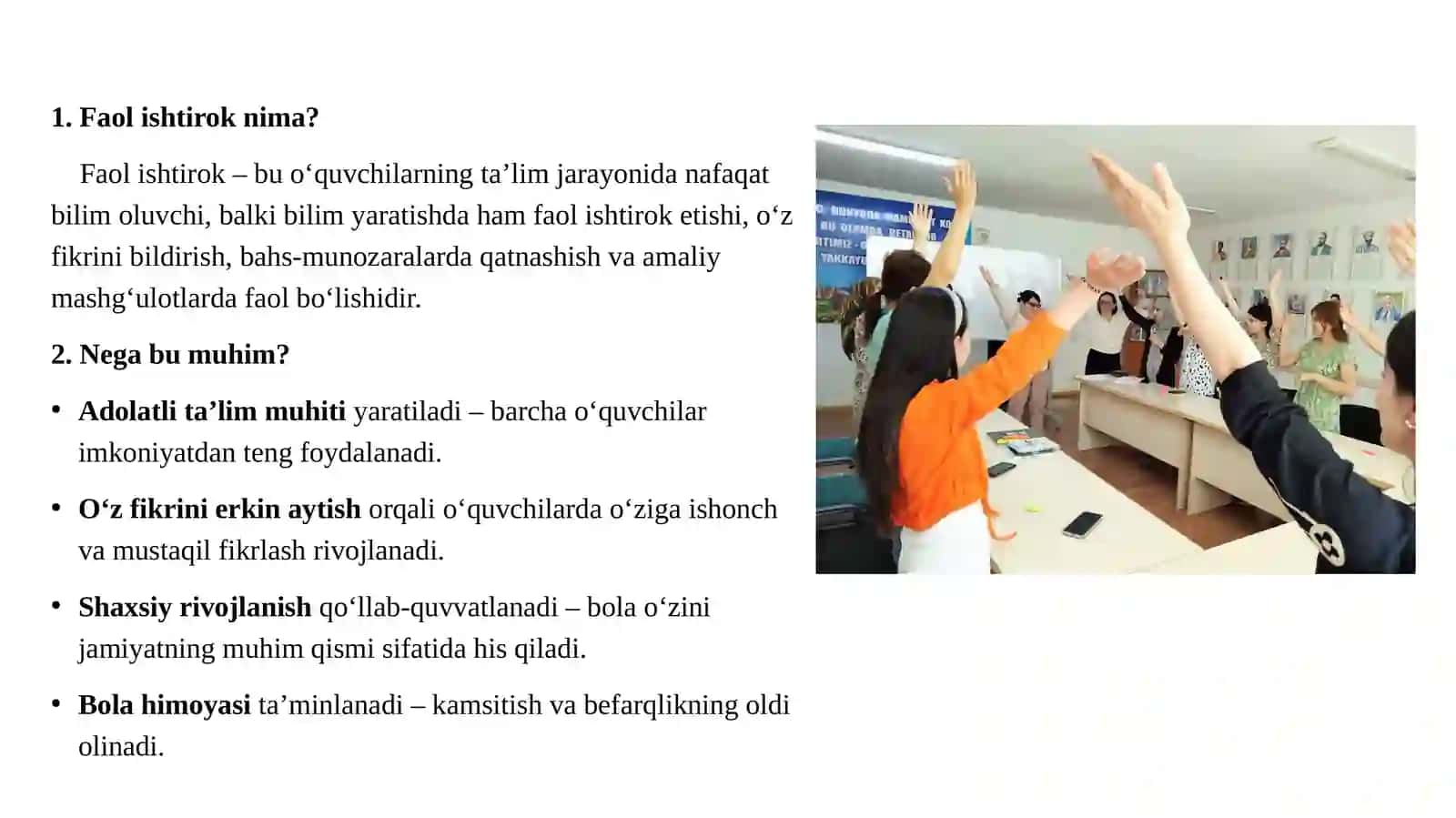 Ta’lim jarayonida barcha o‘quvchilarning faol ishtirokini ta’minlash 4
