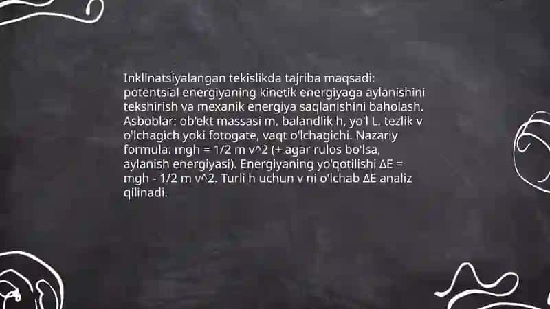Mexanik energiyani saqlanish qonuni tajribada tekshirish 4