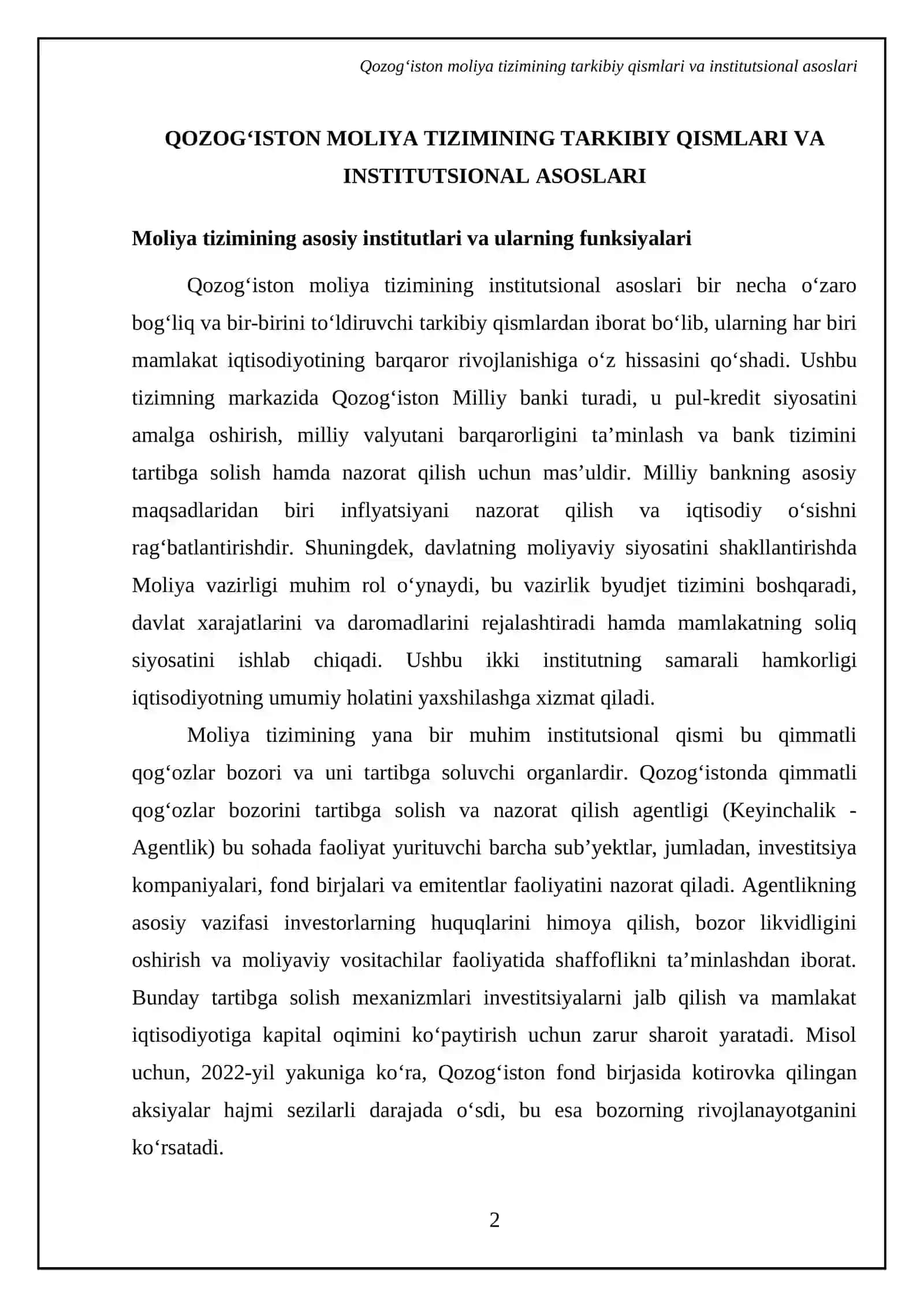 Qozog’istonning moliya tizimi va uning oʻziga xos xususiyatlari 4