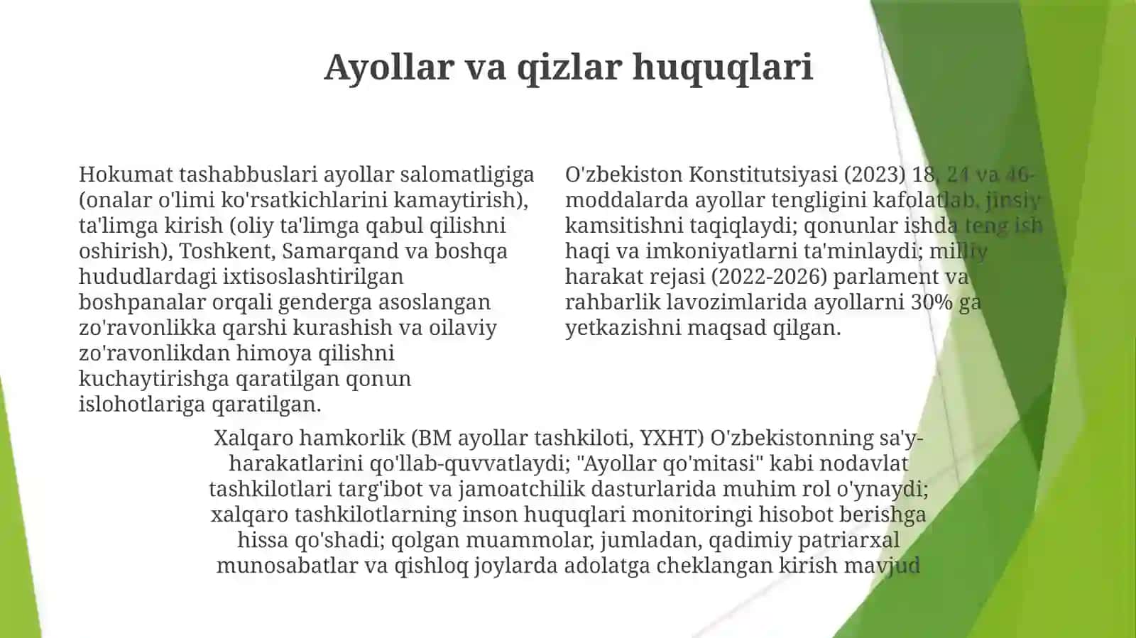 Yangi O‘zbekistonda inson haq-huquqlari va erkinliklari kafolatining yaratilishi 4