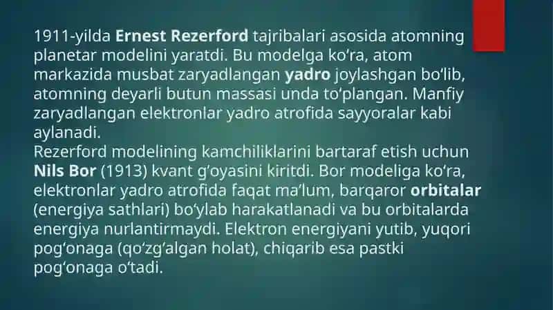 Atom tuzulishi nazariyasi va kvant mexanikasi 4