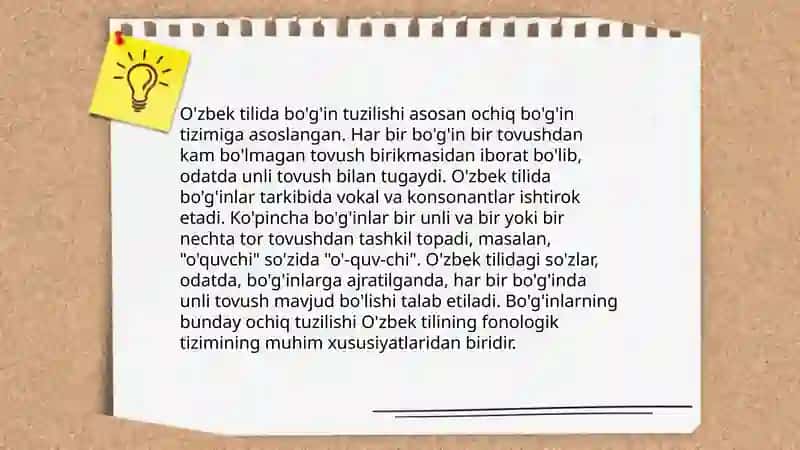 Bo'g'in tiplarining ozbek tili leksikasi bilan munosabati yuzasidan ilmiy xulosa yozish 4