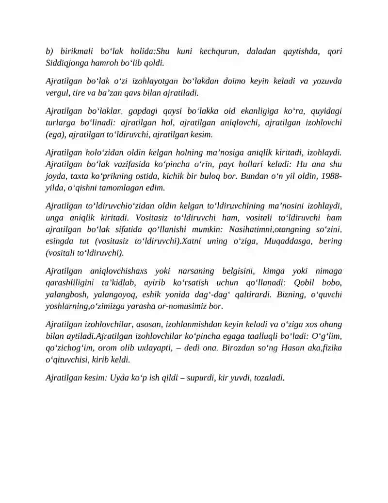 Gapning uyushiq va ajratilgan bo'laklari 4