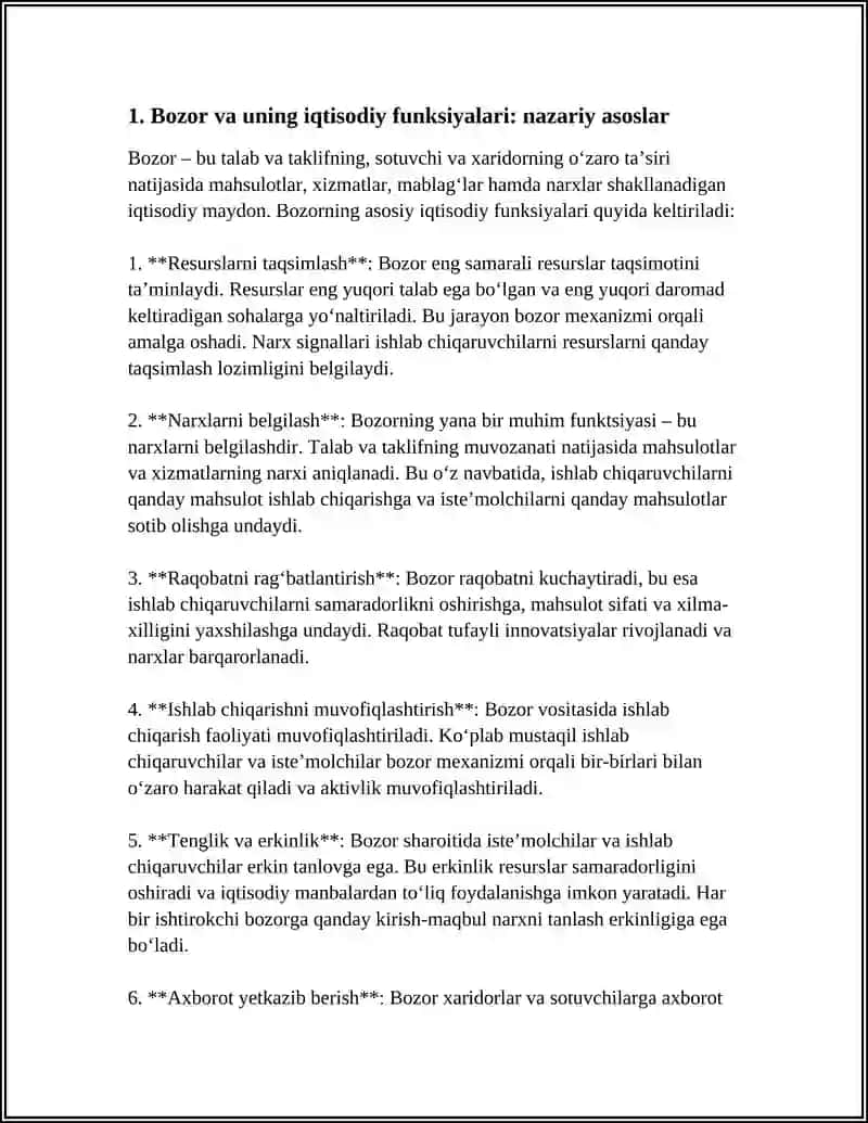 IQTISODIY TAXLIL FANIDAN BOZORNI VA ISTE'MOLCHILARNI O'RGANISH MAVZUSIDAGI REFERAT 4