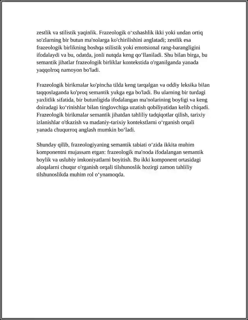 FRAZEOLOGIYA. IBORAKARNING SEMANTIK TABIATI 4