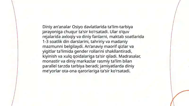 Osiyo davlatlarida ta'lim -tarbiya jarayonining o'ziga xos xususiyatlari 4