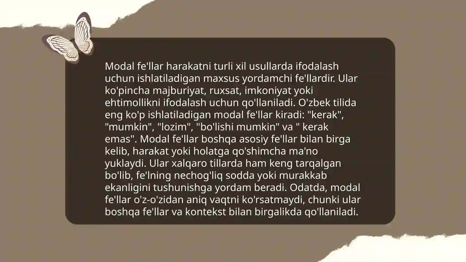 Fe'llarning yasalishi, modal shakllari, tuzilishi 4