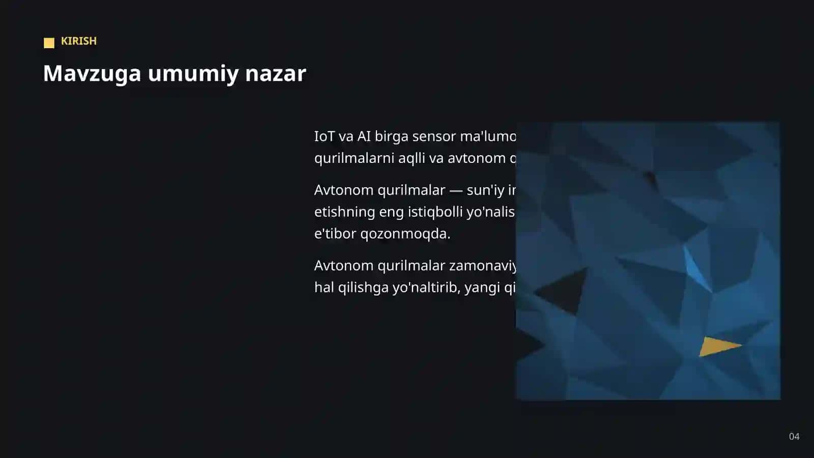 Avtonom qurilmalar — amaliy joriy etish 4