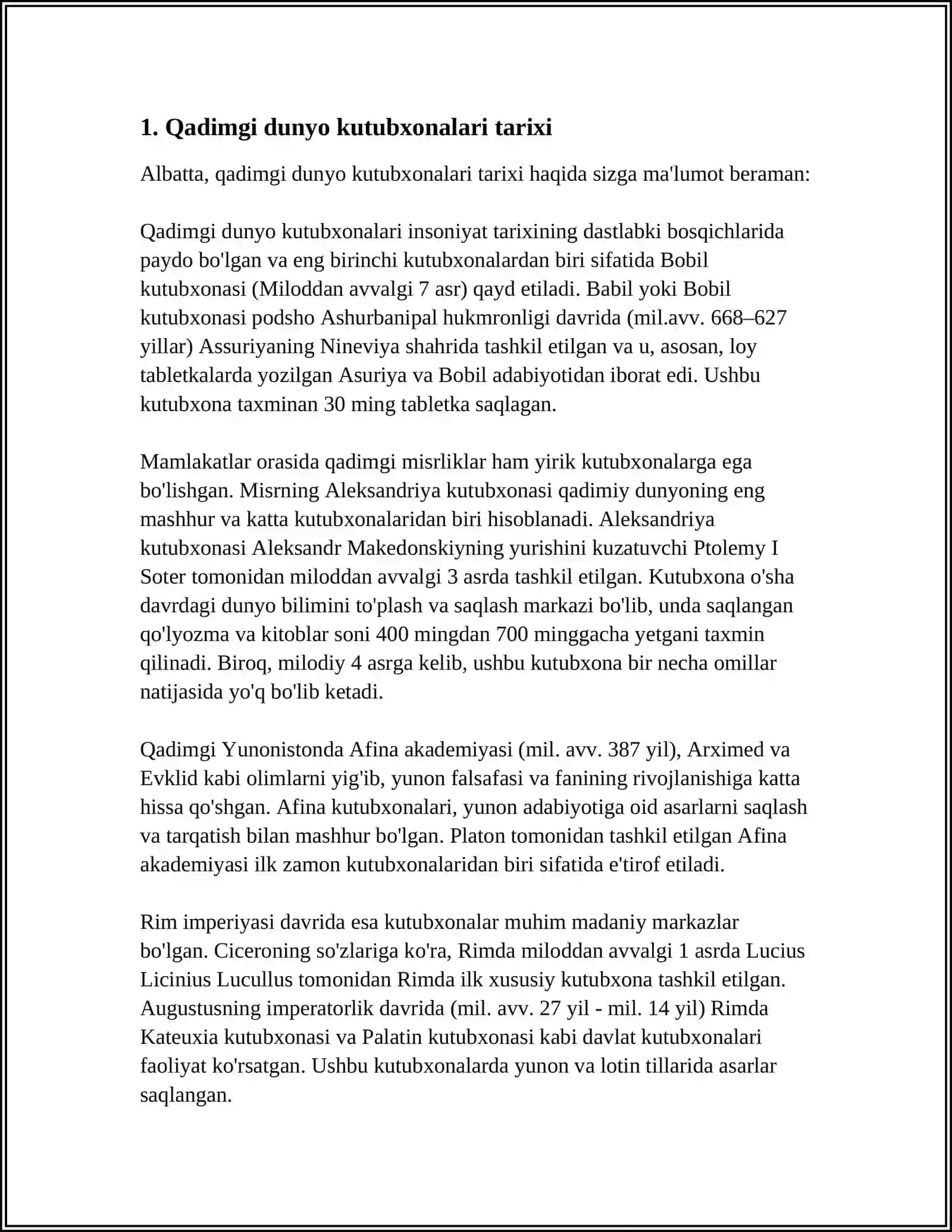 Qadimgi Dunyo Kutubxonalari Tarixi 4