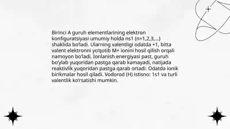 Davriy sistemaning birinchi A guruh elementlari 4