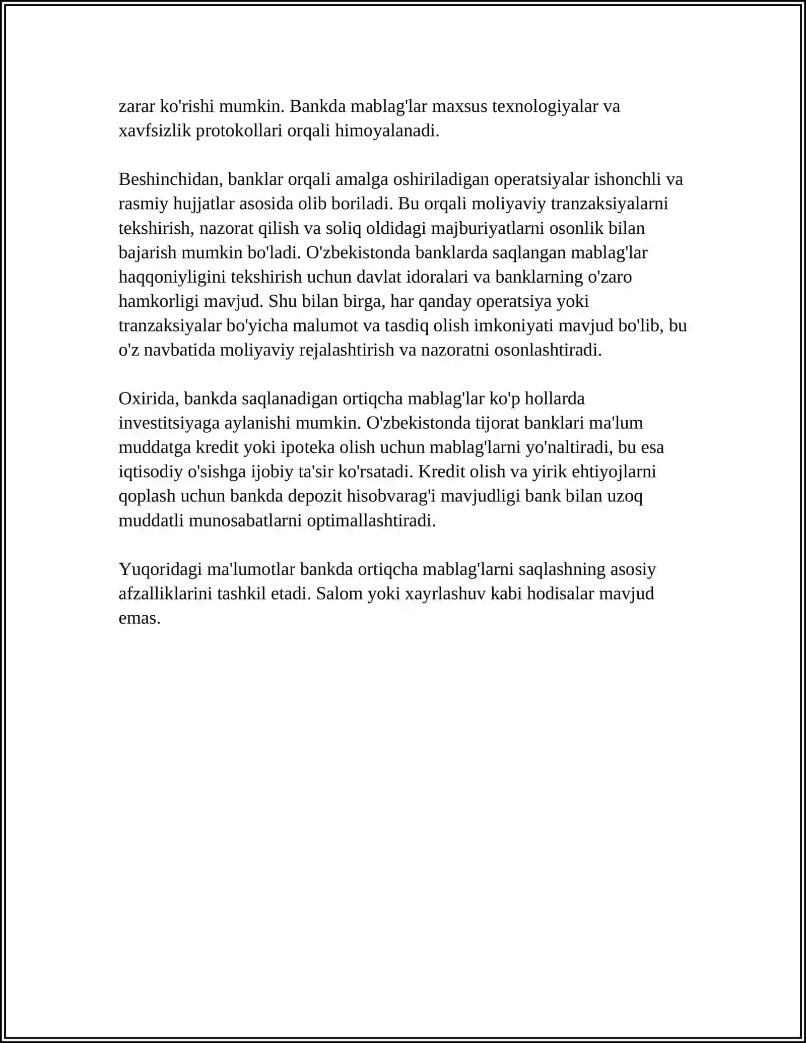 BA'ZI INSONLAR ORTIQCHA MABLAĢLARINI BANKLARDA SAMADHI MA'QUL KÓRADI,BA'ZILAR WINNEBAGO BUYUM VA KÓCHMAS MULK TARZIDA JAMŞARIB BORIŞNI AFZAL HISOBLAYDI 4