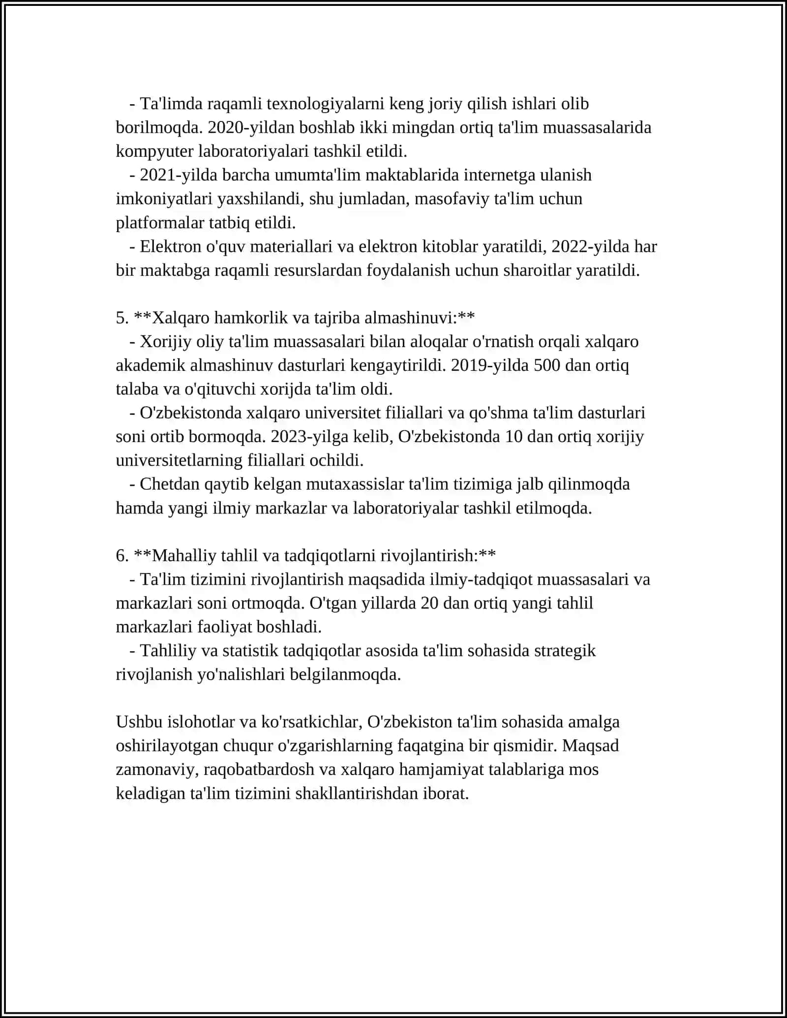 Ta'lim sohasidagi islohotlar 4
