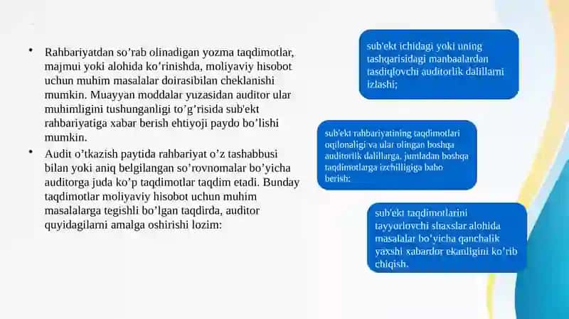 Boshqa auditor ishi natijalaridanfoydalanish 4