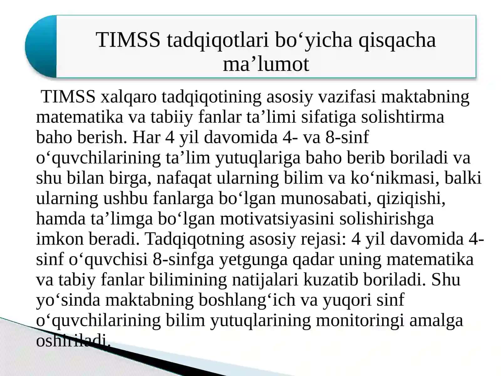 TIMSS xalqaro tadqiqoti bo‘yicha topshiriqlar tuzish ko‘nikmalarini rivojlantirish 4