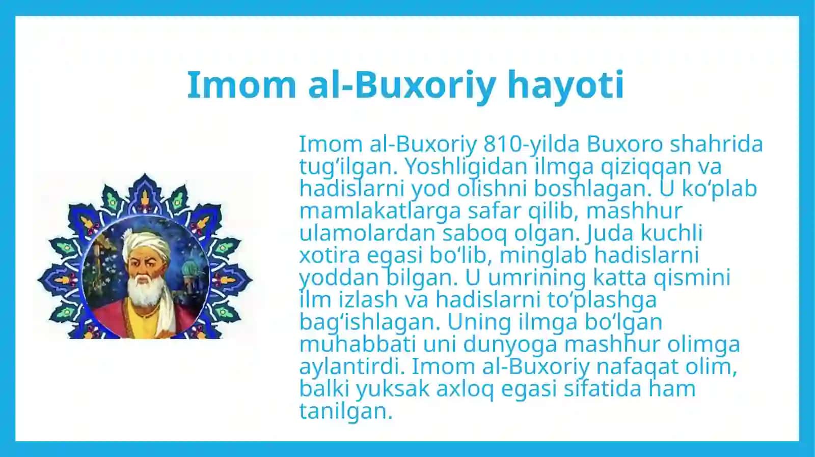 Imom al-Buxoriyning diniy bilimlar rivojiga qo'shgan hissasi 4