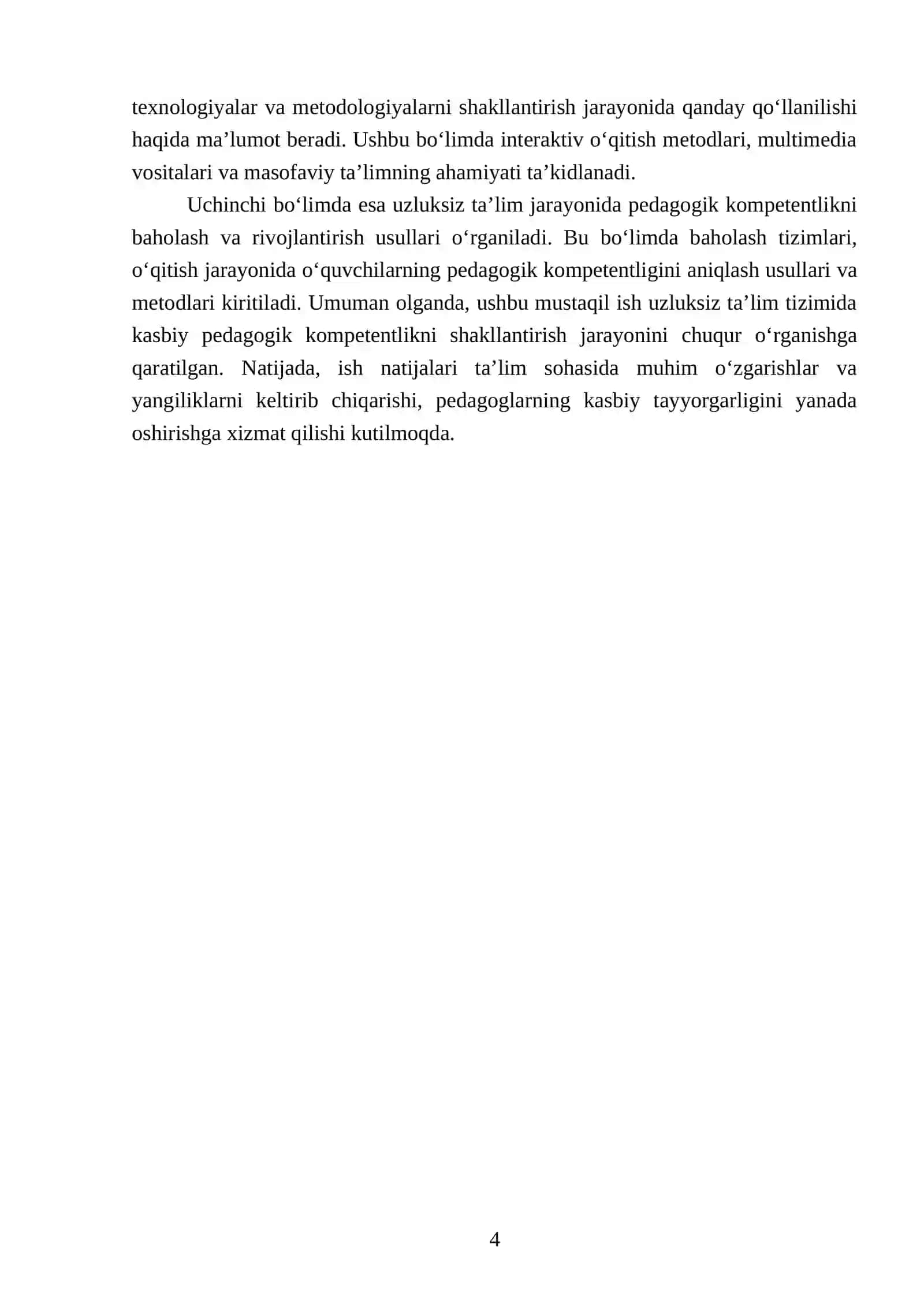Uzluksiz ta’lim tizimida kasbiy pedagogik kompetentlikni shakllantirish 4
