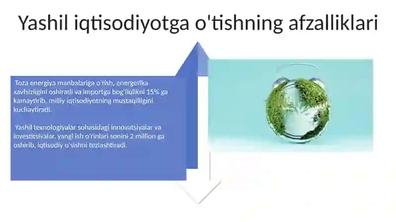 Yashil iqtisodiyotga o'tishga muljalangan maqsad 4